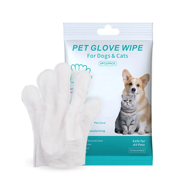 Pet cleaning gloves and wipes